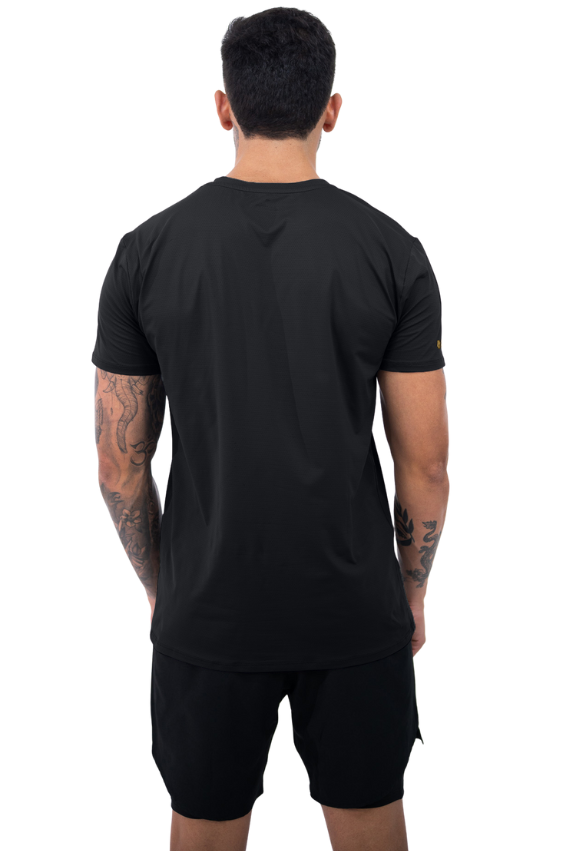 Camiseta Dry Poliamida Preto/Dourado