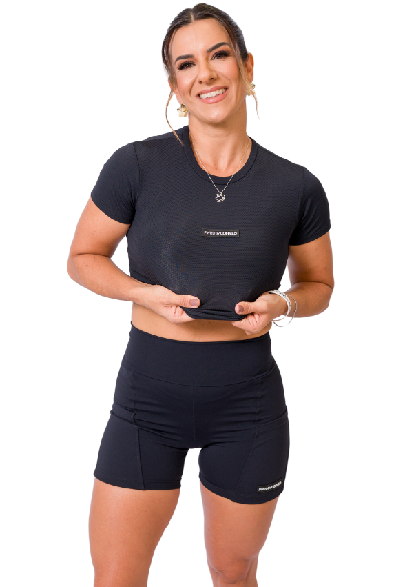 Cropped Lara Furadinho Preto