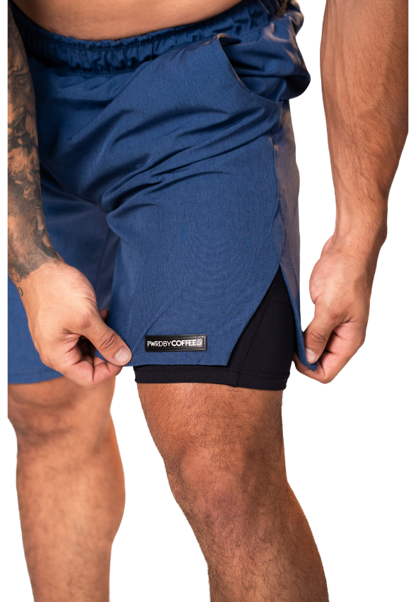 Bermuda Squat Azul Jeans com Short Térmico - Bolso Interno