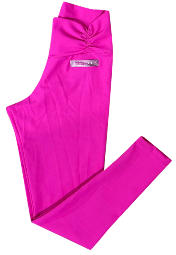 Legging Cós Drapeado Rosa Choque