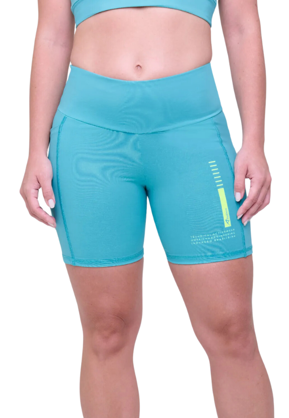 Bermuda Signature Samba 15 Cm Verde Água / Amarelo Fluor