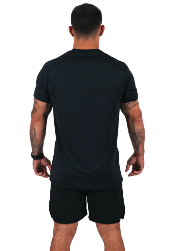 Camiseta Masc Airflex Preto c/ Assinatura Prata