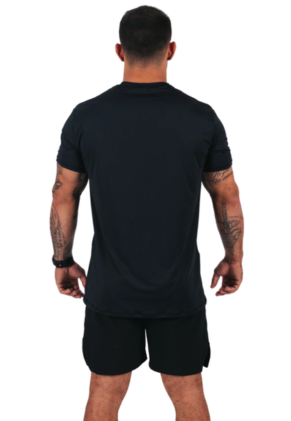 Camiseta Masc Airflex Preto c/ Assinatura Prata