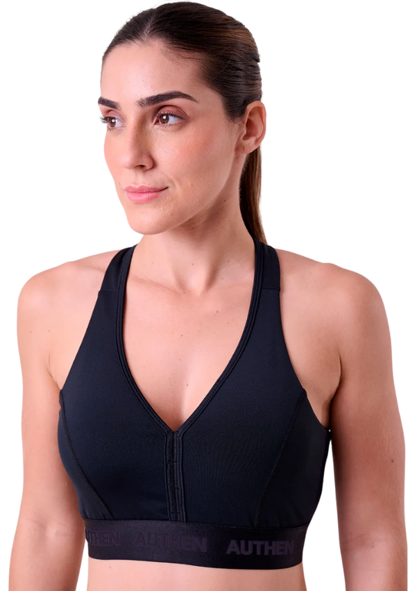 Top Essential Flex Strike Decote V Fem Ind Preto Authen