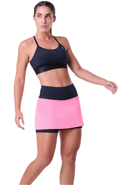 Saia com Bermuda Essential Run Mesh Rosa / Preto