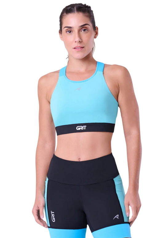 Top Grit Bossa Nadador C/ Bolso Ajustavel Verde Água/Azul Claro/Preto