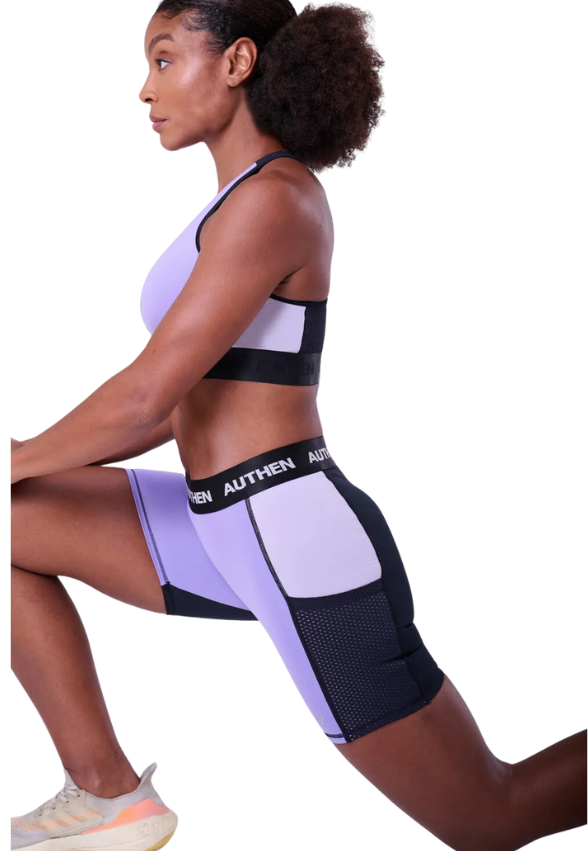 Bermuda Essential Flex Block 15 cm Preto/Lilás