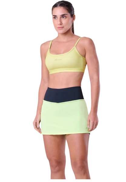 Saia com Bermuda Essential Run Mesh Amarelo Fluor / Preto