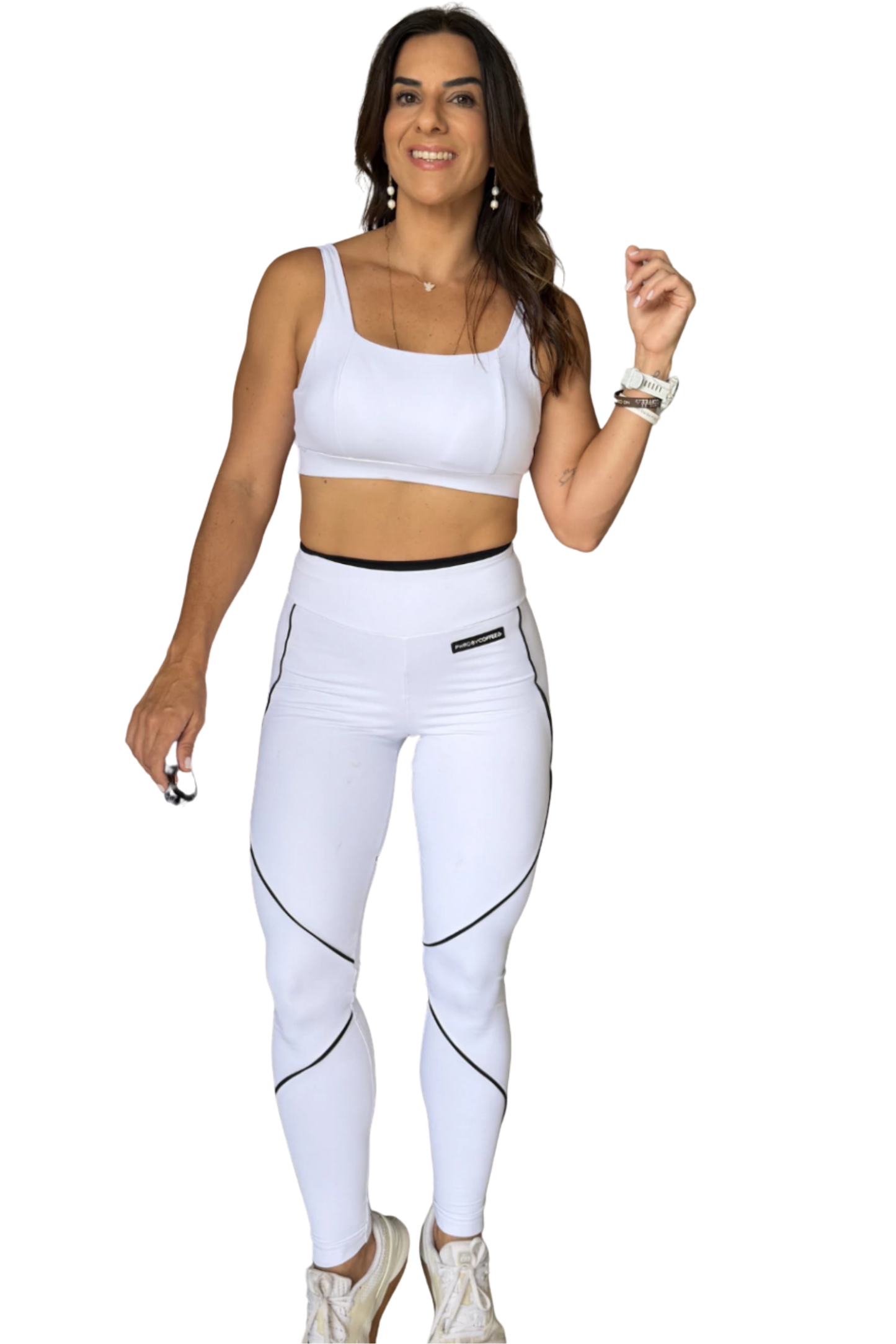 LEGGING BRANCA C/ VIES PRETO