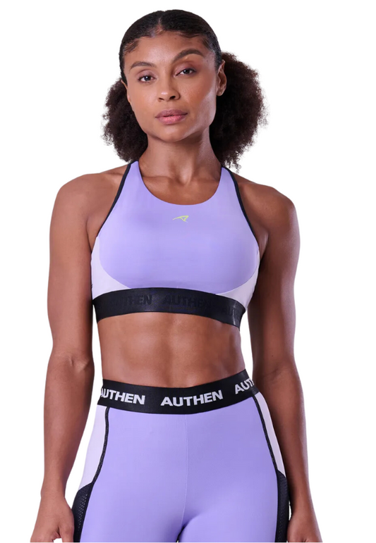 Top Essential Flex Block Nadador Preto/Lilás