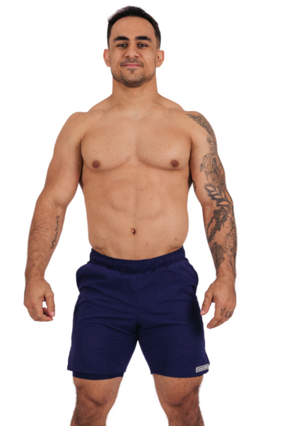 Bermuda Inácio Azul com Short Térmico - Bolso Interno