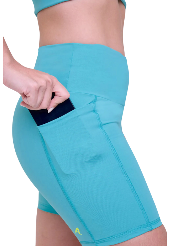 Bermuda Signature Samba 15 Cm Verde Água / Amarelo Fluor