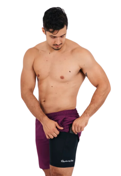 Bermuda Squat Roxo Amora com Short Térmico - Bolso Interno