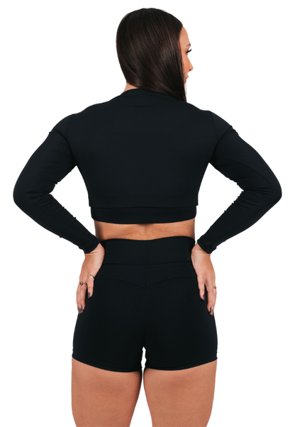 Cropped Manga Longa Preto