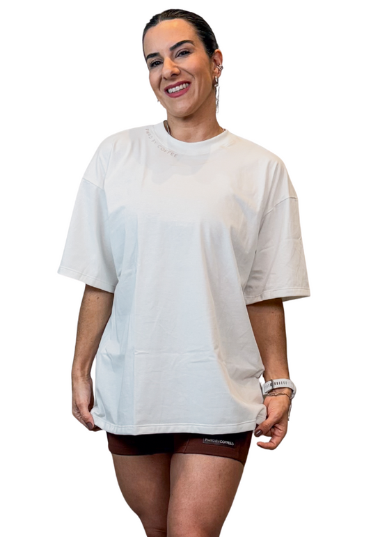 Camiseta Fem Oversized Off White Coffee To Service