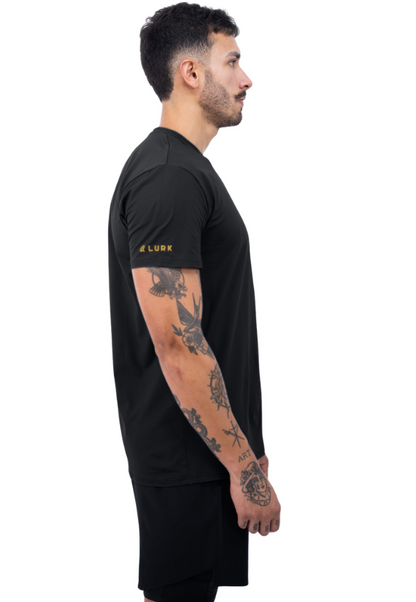 Camiseta Dry Poliamida Preto/Dourado