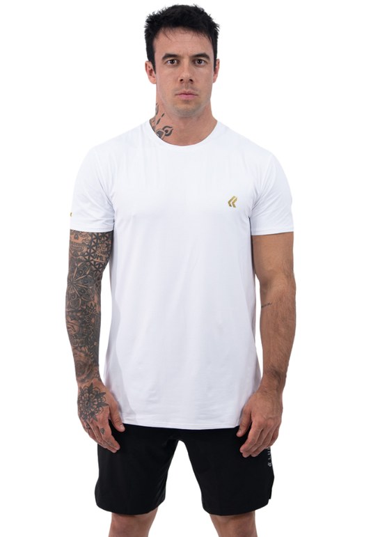 Camiseta Dry Poliamida Branco/Dourado Lurk