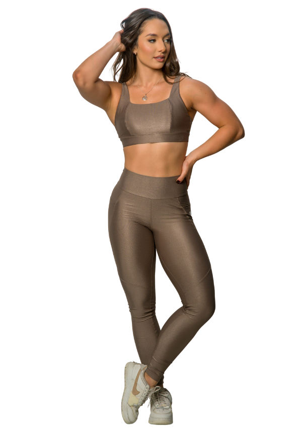 Legging C/ Bolso Lateral Castanho Wonder