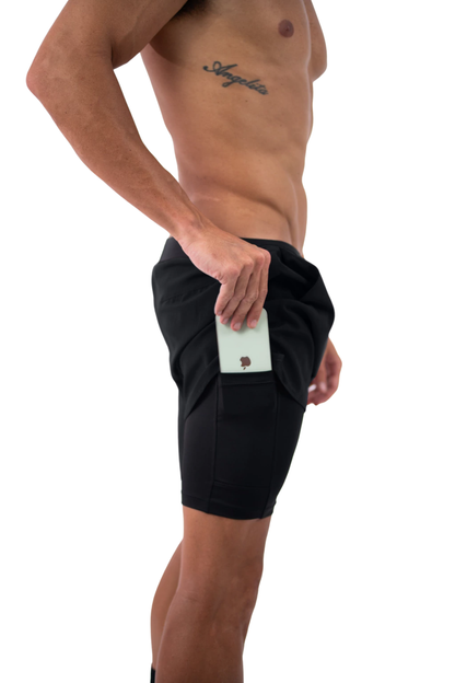 Shorts Curto c/Lycra 2 em 1 Preto Patch Lurk
