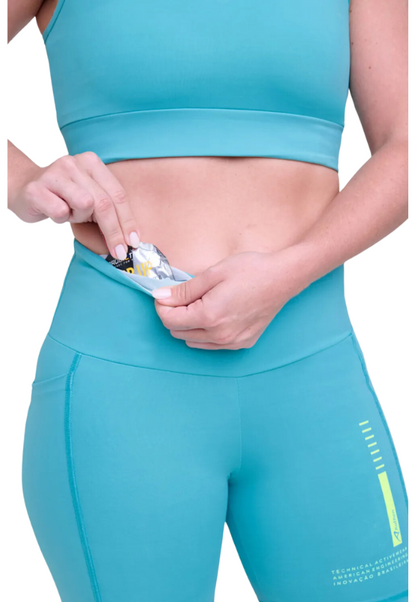 Bermuda Signature Samba 15 Cm Verde Água / Amarelo Fluor