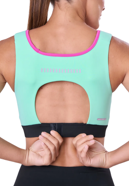 Top Grit Bossa Ajustável 1 Bolso Reto Fem Ind Pink Fluor / Verde Menta / Preto Authen