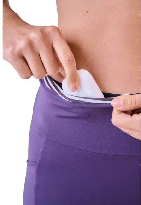 Bermuda Essential Run Stamina 3 Bolsos 15 Cm Roxo Veludo