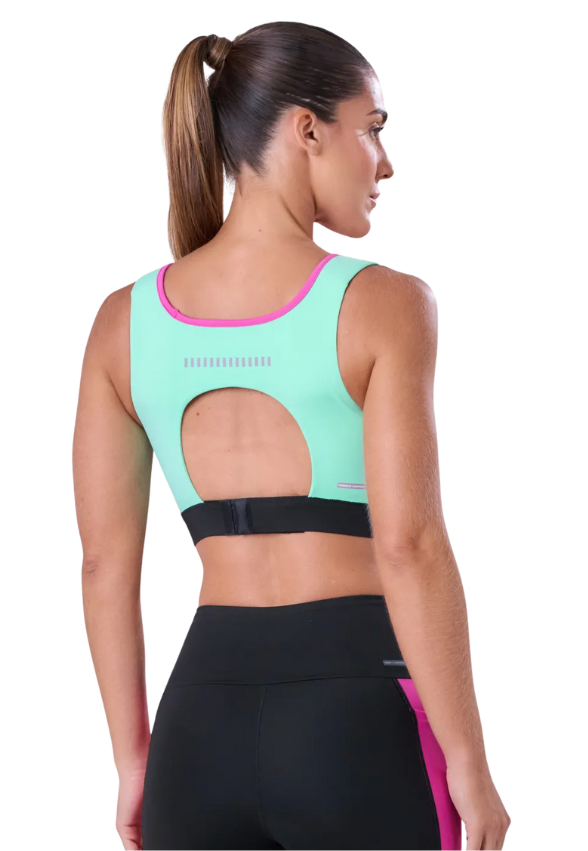 Top Grit Bossa Ajustável 1 Bolso Reto Fem Ind Pink Fluor / Verde Menta / Preto Authen
