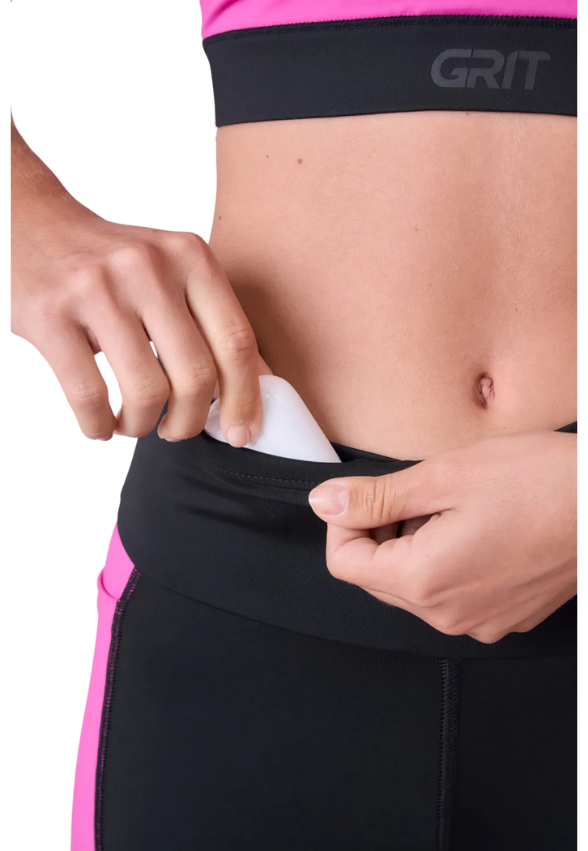 Bermuda Grit Bossa 3 Bolsos 15 cm Fem Ind Preto / Pink Fluor / Verde Menta Authen