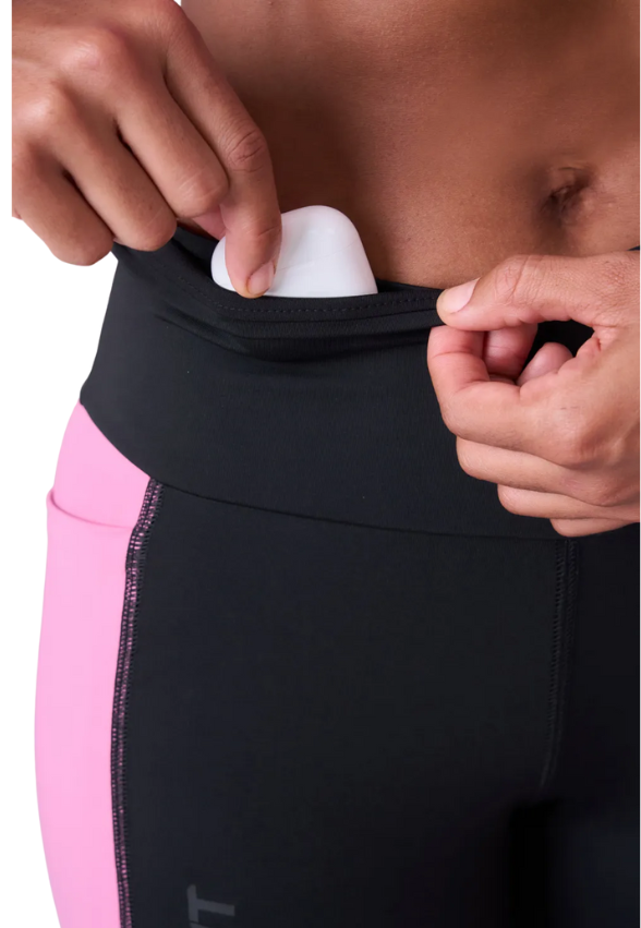 Bermuda Grit Bossa 3 Bolsos 15 cm Fem Ind Preto / Rosa Malva / Pink Fluor Authen