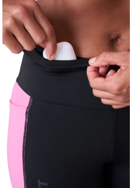 Bermuda Grit Bossa 3 Bolsos 15 cm Fem Ind Preto / Rosa Malva / Pink Fluor Authen