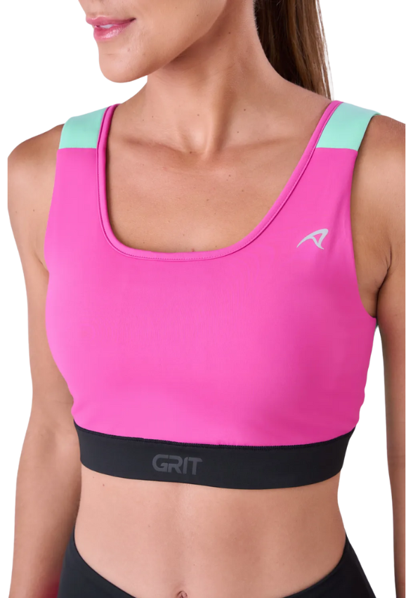 Top Grit Bossa Ajustável 1 Bolso Reto Fem Ind Pink Fluor / Verde Menta / Preto Authen