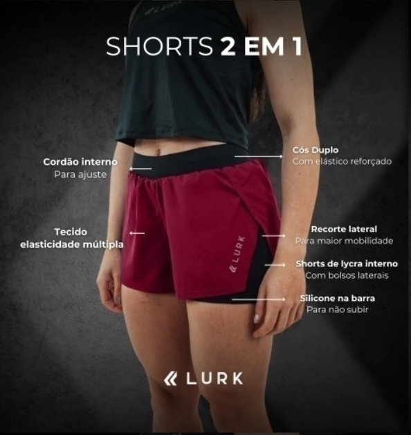 Shorts Feminino 2 em 1 Pink Lurk