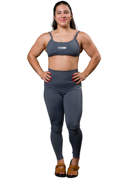 Legging C/ Bolso Lateral Cinza Chumbo