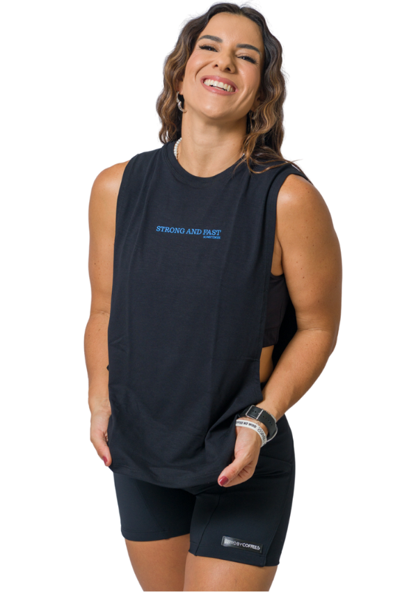 Regata Thali Preta com Azul