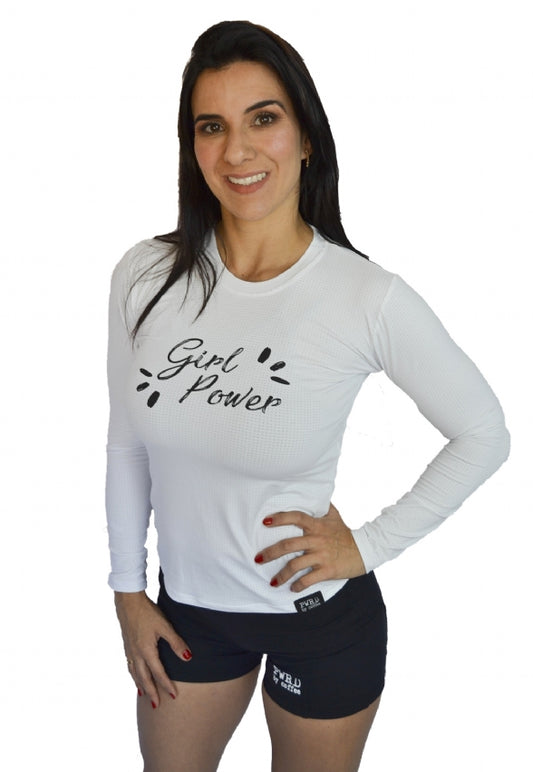 Camiseta Manga Longa Branca PWRD Dryfit